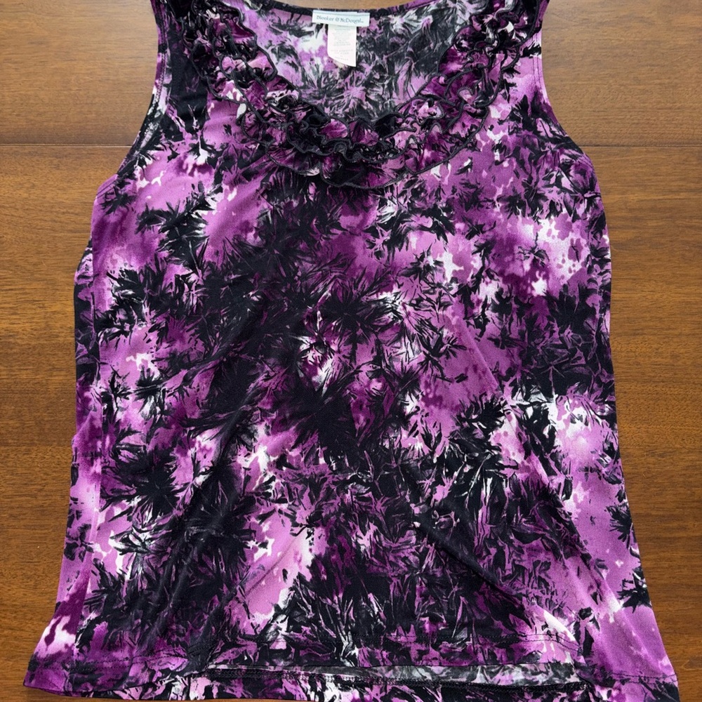 Vibrant Purple and Black Tie-Dye Sleeveless Tank Top
